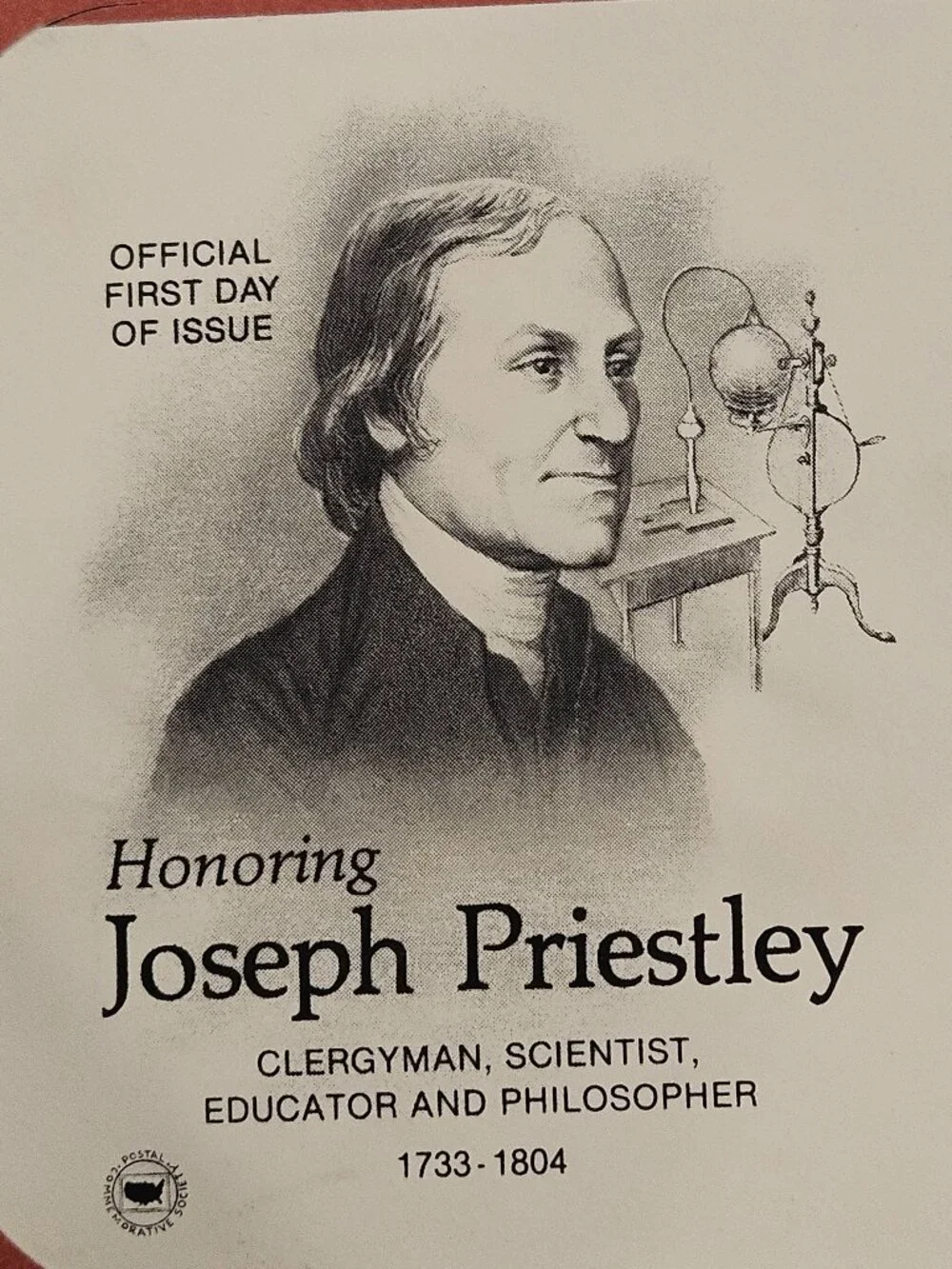 RARE COLLECTIBLE USPS 1ST DAY ISSUE COVER JOSEPH PRIESTLEY STAMP ENVELOPE FDC